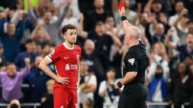 Panel says Jota red card for Liverpool at Spurs was incorrect - Bóng Đá