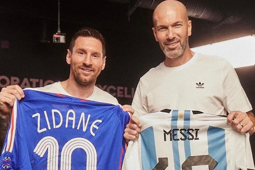 Zidane và Messi trong buổi phỏng vấn gần đây. Ảnh: Adidas